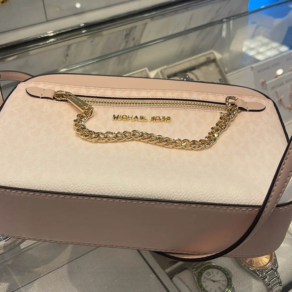 MICHAEL KORS Jet Set Lg Ombré Signature Logo EW Crossbody Bag Powder Blush  NWT